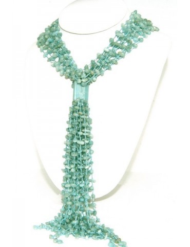 Collana da Donna collier sciarpina ciuffo amazzonite naturale colore verde acqua