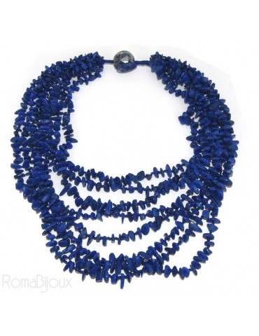 Collana da Donna collier cleopatra 8 fili Lapis naturale blu