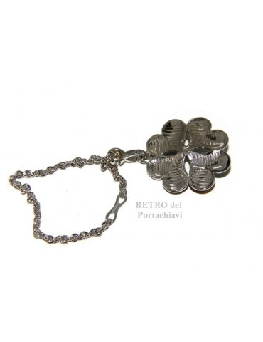 Key ring or pendant charm woman bag Key ring door keys and four-leaf clover 925 silver ladybug massive