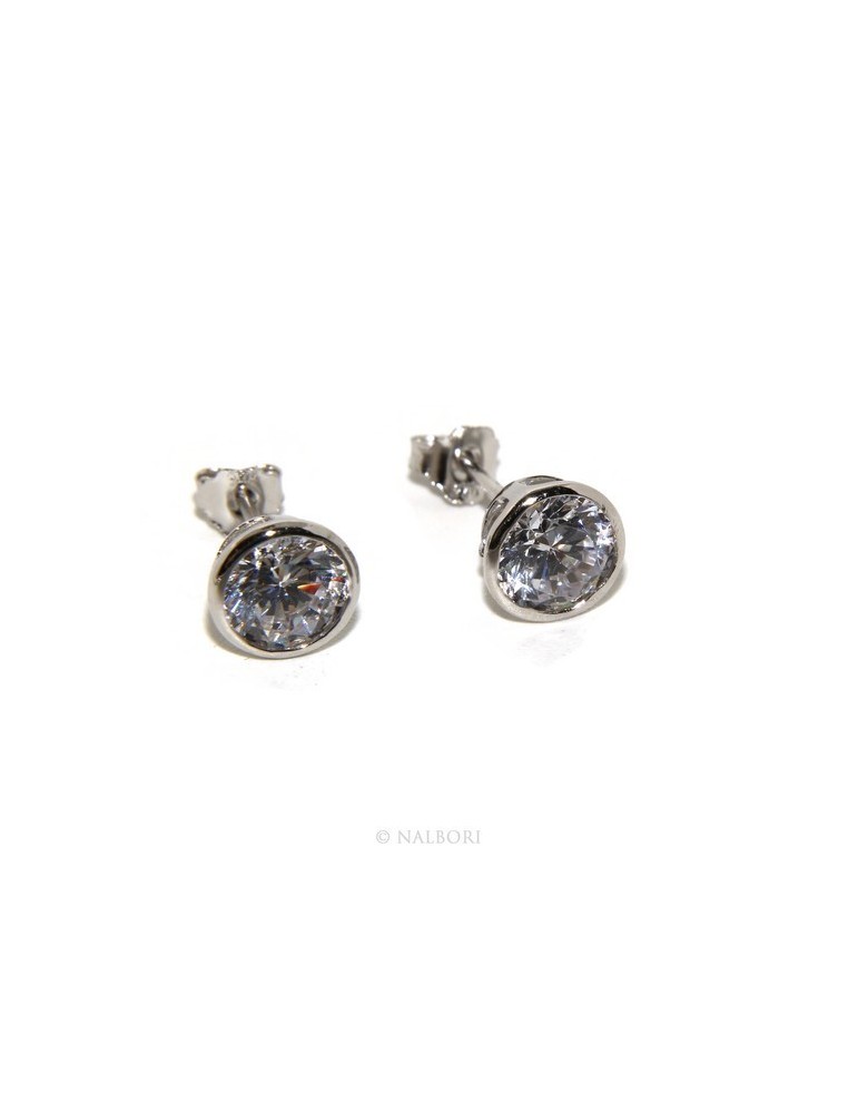 925: Earrings cipollino 6 mm light point with zircon. for men and women