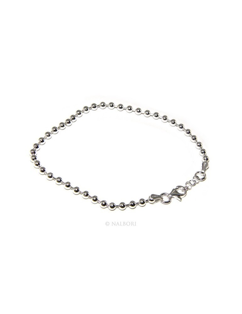 SILVER 925: Bracelet man woman with balls 3 mm clear galvanic