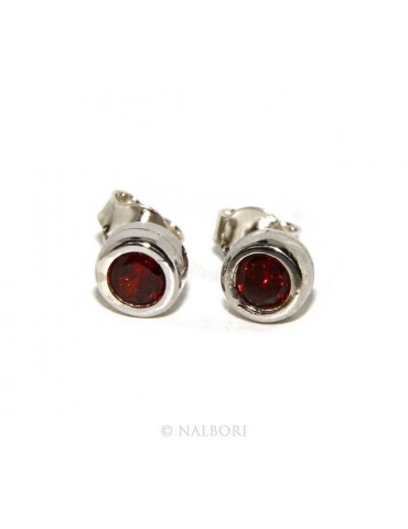 ARGENTO 925 : Bracciale donna schiava orecchini anello zirconi naturali rosso granato (ruby)  brillante