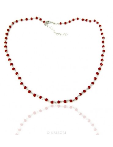Necklace man woman 925 With red crystal 3.5 mm machining Marseille rosary handmade 45 + 5