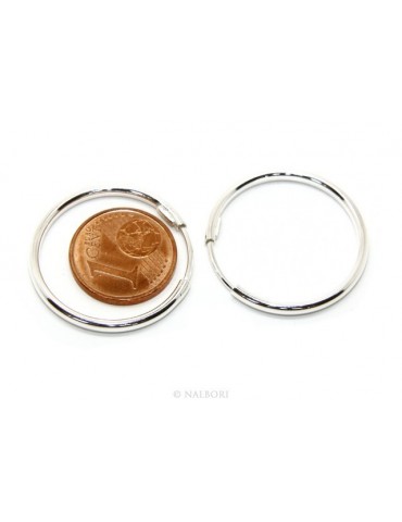 Argento 925 : orecchini donna anelle cerchi boccole lisce classiche 30 mm argento chiaro