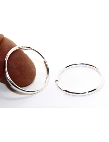 Argento 925 : orecchini donna anelle cerchi boccole lisce classiche 30 mm argento chiaro