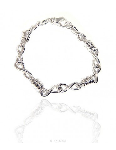 SILVER 925 clear bracelet woman infinite infinity and washers 17,50 cm