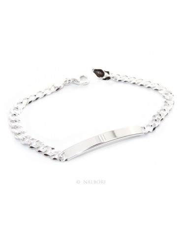 NALBORI Men's or women's silver bracelet in 925 silver, solid chain 6mm  wrist 19,50-20,50
