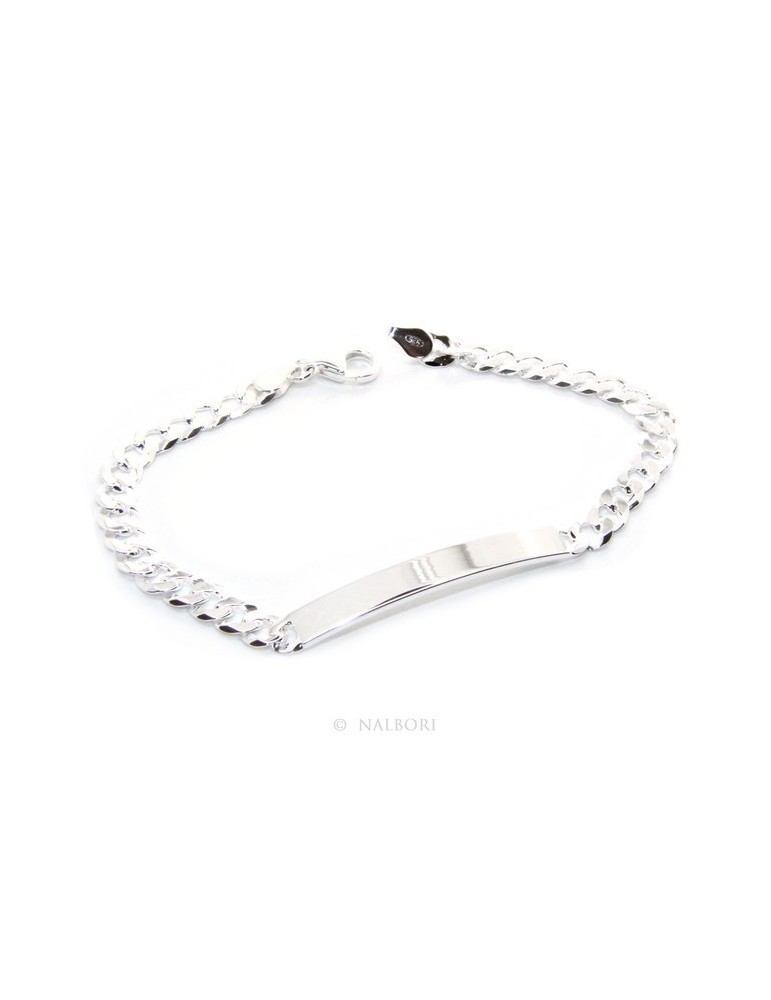 NALBORI Men's or women's silver bracelet in 925 silver, solid chain 6mm  wrist 19,50-20,50