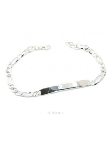 NALBORI Men's or women's silver bracelet in 925 silver, solid chain figaro 5 mm  wrist 20,50 cm