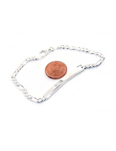 NALBORI Men's or women's silver bracelet in 925 silver, solid chain figaro 4 mm  wrist 18 cm