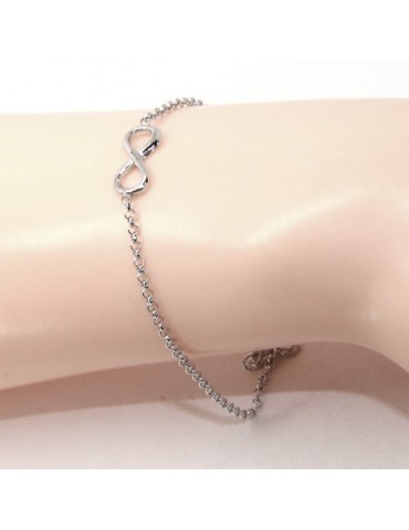 Bracelet man woman Silver 925 rolo chain 'about 2 mm and 1 infinite element 17.50-20.00 cm