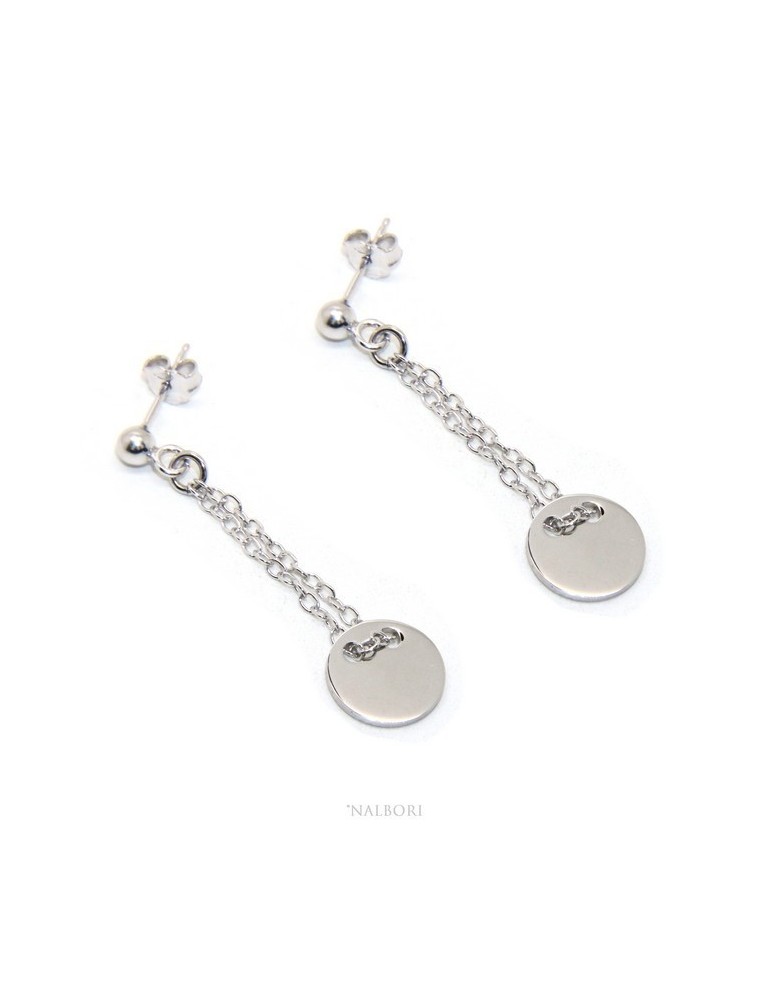 Silver 925: women's earrings with ball and button pendant