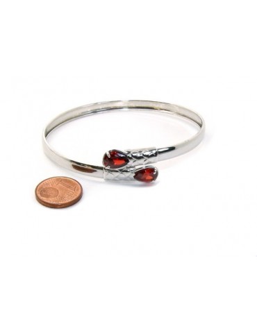 SILVER 925: Woman slave bracelet open contrarie rose zircon drop 2 griffe