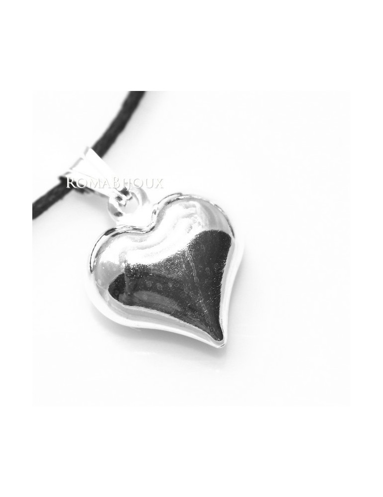 Argento 925 : Pendente cuore piccolo a punta con laccio catena collana