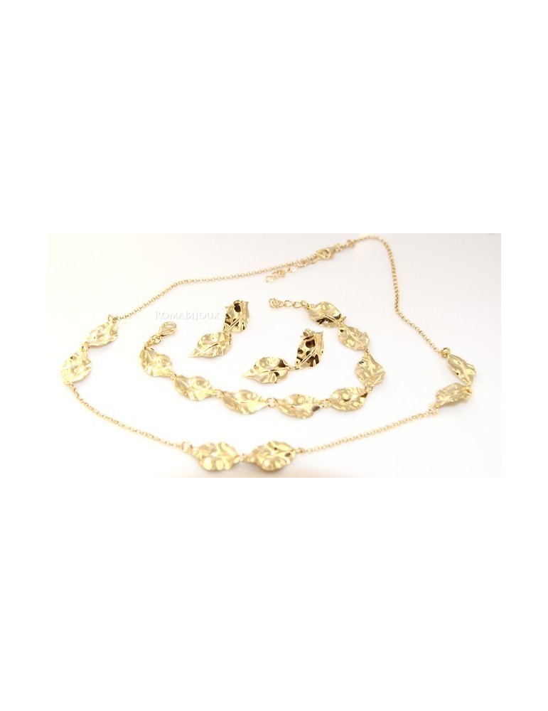 Women's jewelry in 925 silver gold leaf earrings necklace bracelet