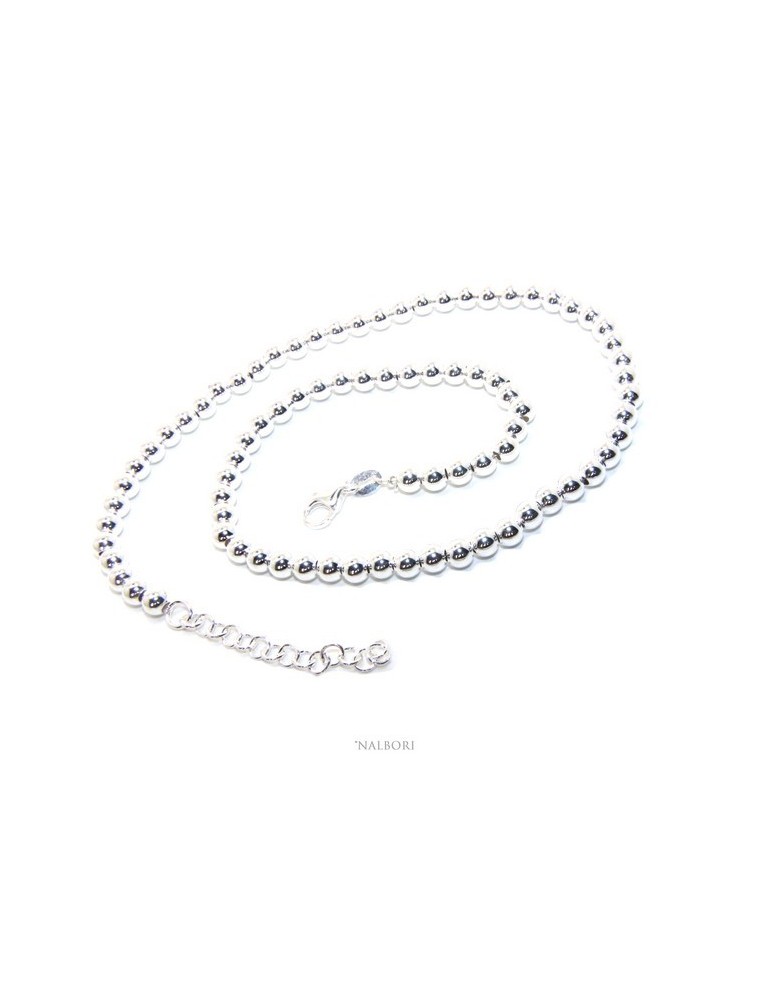 NALBORI sILVER 925: Women's choker necklace 5mm ultra light balls long 40 + 4 cm