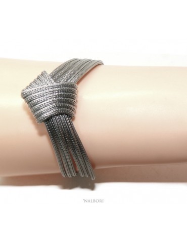 SILVER 925 Women's bracelet fox tail 5 strands with simple knot