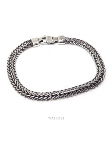 SILVER 925 Solid dark antique Byzantine snake bracelet men's bracelet made in italy