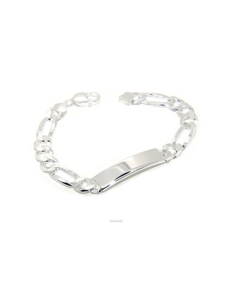 NALBORI bracelet in light 925 silver, solid with 10 mm figaro chain, wrist circumference 20.5 cm