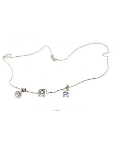 Set of women's 5 mm light point in 925 silver with zircon. Venetian chain pendant and matching earrings