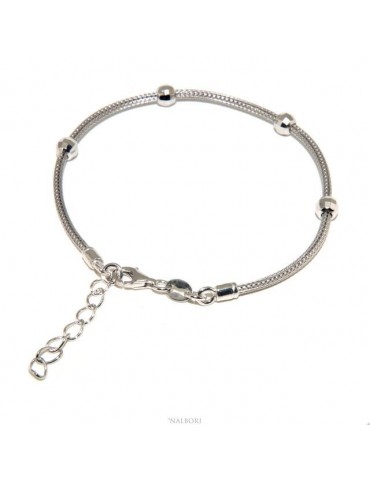 NALBORI ® fox tail bracelet, 925 silver cord with diamond balls for men and women