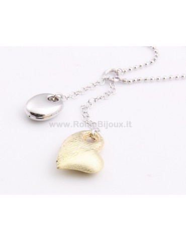 SILVER 925: Choker Beads Faux Saliscendi with Heart Pendant Yellow