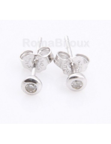  Silver :   earrings woman or man micro chives 2mm cubic zirconia