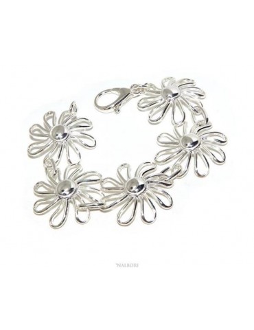 NALBORI 925 silver women's bracelet Mestoso Margherita daisy flowers Rigid exclusive design