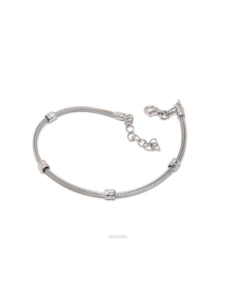 NALBORI fox tail bracelet, 925 silver cord, nuggets for men and women, 16.5 - 20.00