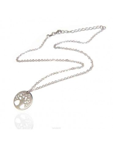 NALBORI necklace 925 sterling silver rolo 'diamond necklace with medal tree of life pendant