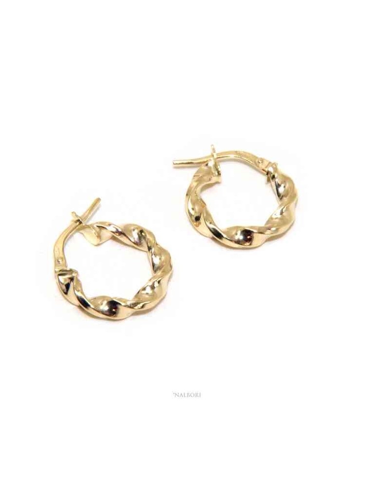 NALBORI GOLD 375 9kt twisted 15 mm women's hoop earrings in italy