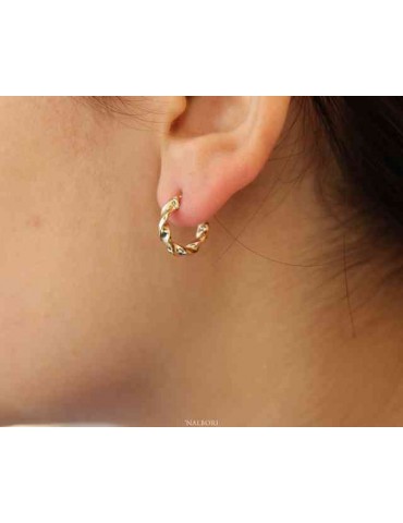 NALBORI GOLD 375 9kt twisted 15 mm women's hoop earrings in italy