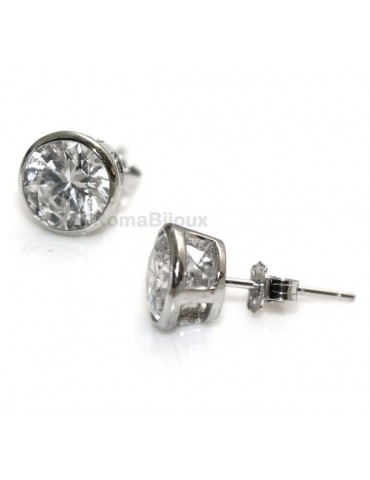 Silver 925: earrings male micro chives 7 mm cubic zirconia