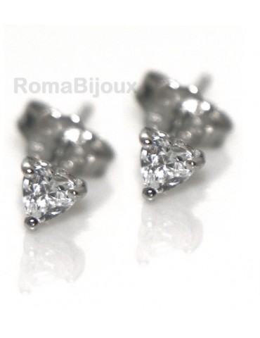  genuine silver 925: earrings male micro jaws heart 3mm cubic zirconia
