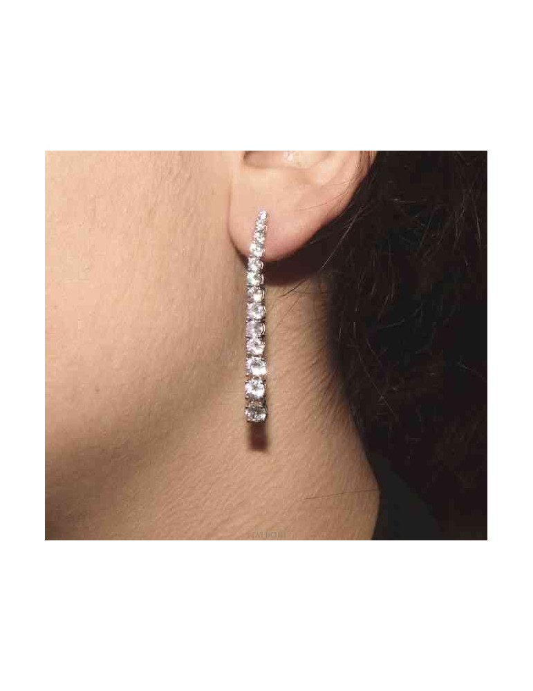 NALBORI Women's 925 silver tennis earrings with graduated white cubic zirconia