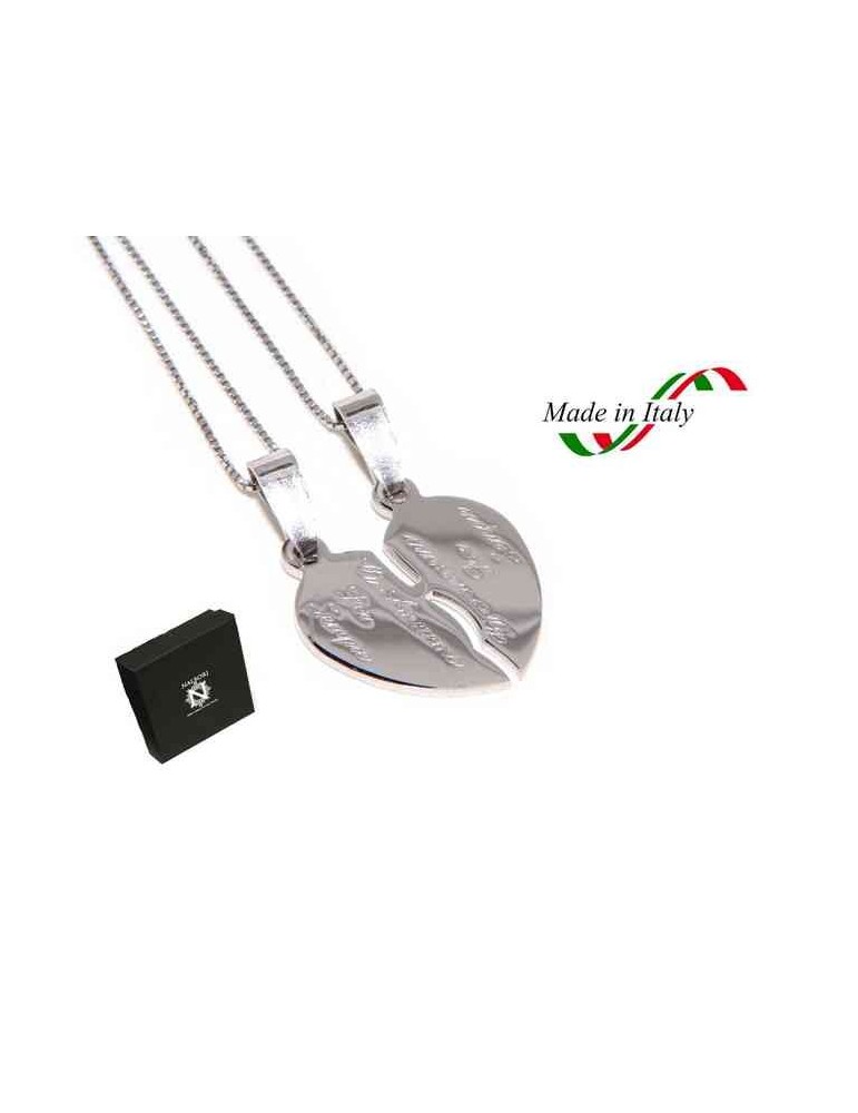 925 silver broken heart pendant for him and her + 2 necklaces