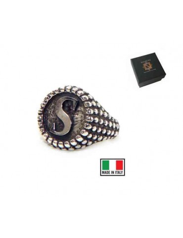 Ring Silver 925 chevalier shield adjustable letter S