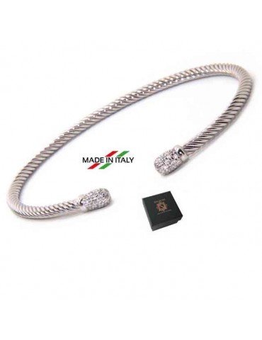 NALBORI cable 925 silver bracelet open wire rigid zircon slave stones