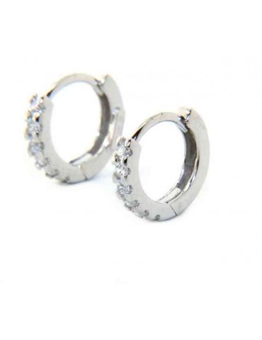 silver 925 : earrings woman man anelle small hoop 12.5 mm zirconia  whites