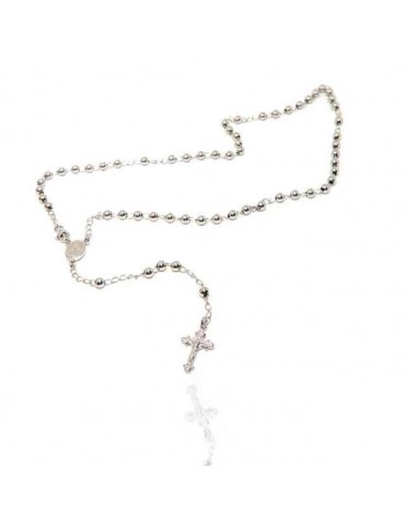 NALBORI Rosary necklace in 925 silver with rhodium-plated balls 4 mm 45 cm