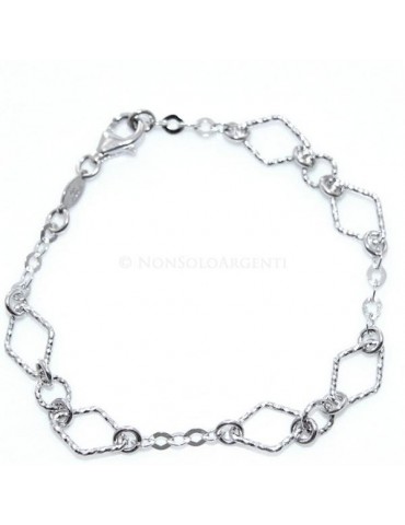925 silver bracelet rhombuses, circles and diamond rhombuses 18.8 cm